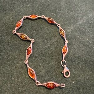 925 Sterling silver and genuine Baltic amber vintage bracelet